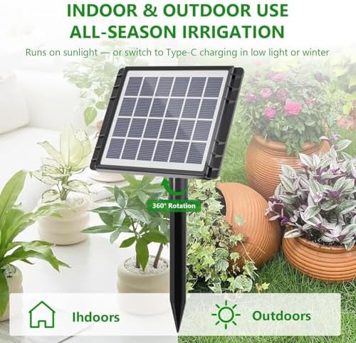 49FT Solar Drip Irrigation System Kit, Auto Watering for 15 Pots