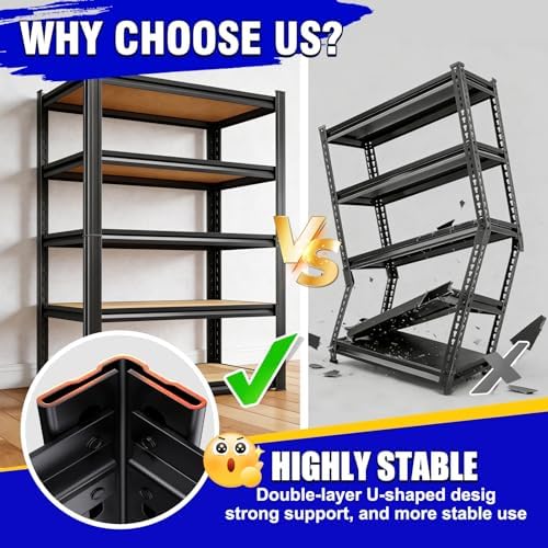 Garage Shelving,3 Tier Garage Storage Shelves,Adjustable Heavy Duty Metal Shelving Units and Storage Large Rack,Utility Steel Shelf For Shop Warehouse Industrial Pantry Basement Organizers 33"x35"x16"