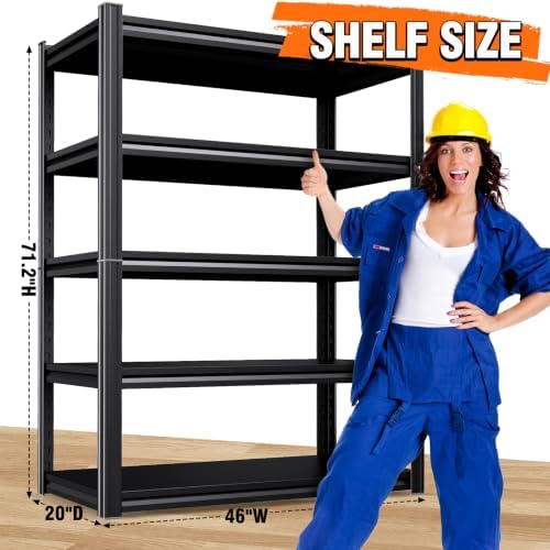 72''H 45''W 20" D Storage Shelves Garage Shelving,Adjustable 5 Tier Utility Steel Shelf, Heavy Duty Metal Shelving, Shelving Units and Storage Rack fo Kitchen Pantry Laundry