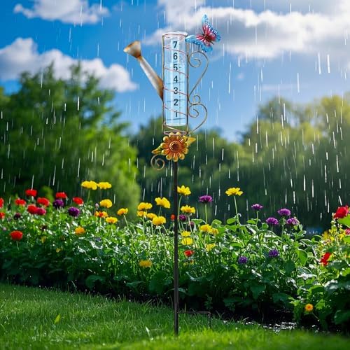 Rain Gauge Outdoor, Kettle-Shape Rain Gauges for Yard Patio Lawn Decor