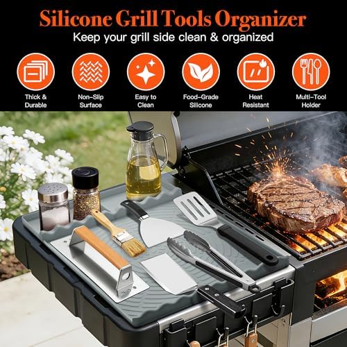 Silicone Grill Mat for Blackstone Griddle Accessories (Gray)