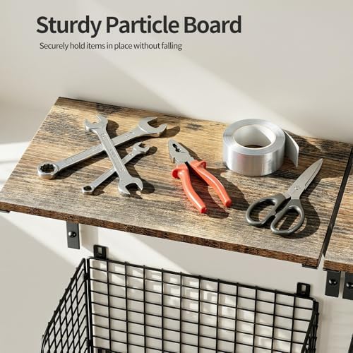Housolution Garage Shelving Wall Mounted with Basket & Hook up to 154 LBS