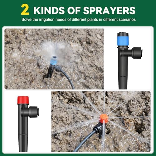 Drip Irrigation System for Garden, 2026-Upgraded Quick Connect Garden Watering Kit All-in-One with 1/2 inch 1/4 inch Irrigation Tubing for Garden, Lawn, Greenhouse, Raised Beds (126FT)