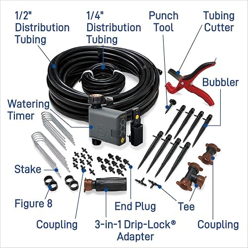 Orbit 69600 Shrub and Flower Bed Drip Irrigation Kit with B-hyve (Gen 2) Smart Hose Watering Timer
