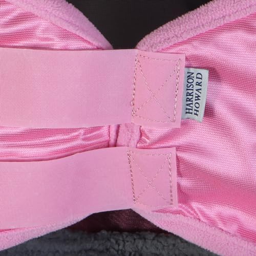 Harrison Howard CareMaster Pro Luminous Horse Fly Mask Large Eye Space Long Nose with Ears UV Protection for Horse Light Pink S Pony