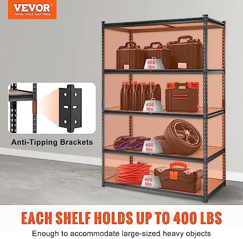 VEVOR Storage Shelves 5-Tier Adjustable 2000 lbs 48"x24"x72" Shelving Unit