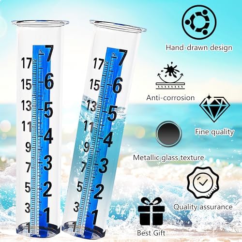 JOYBEE 7" Capacity Glass Rain Gauge Replacement Tube for Outdoors Yard Garden(2 pcs)