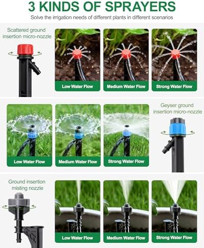 Drip Irrigation System for Garden, 180FT Tubing