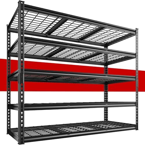 REIBII 5 Tier Heavy Duty Garage Shelving for Basement Warehouse Pantry