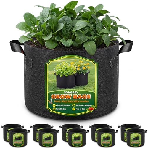 Songrey 10-Pack 5 Gallon Grow Bags