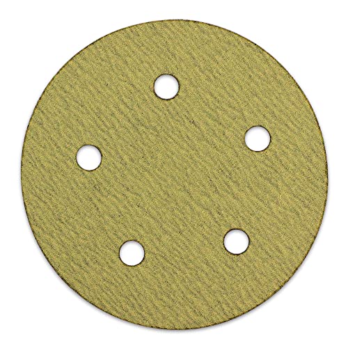 BHA 5" Inch 5 Hole Hook and Loop Sanding Discs for Orbital DA Sanders - 100 Pack (120 Grit)