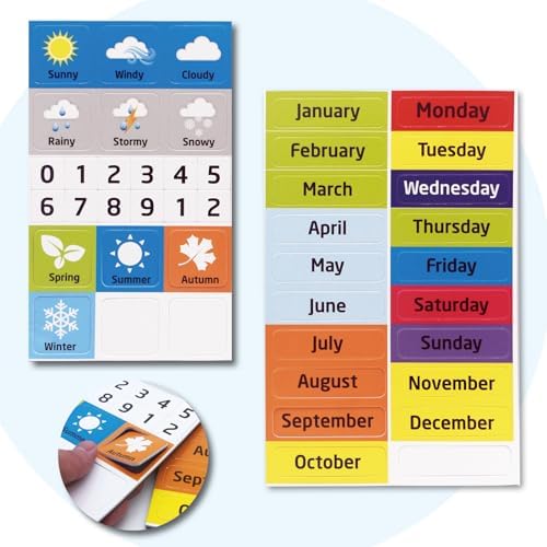 My Calendar for Kids-Magnetic Weather Chart - Preschool Daily Calendar Learning for Days of the Week, Months, Weather & Season