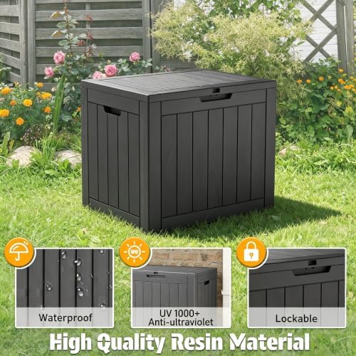 NUNU LAB 35 Gal Outdoor Storage Box Waterproof Lockable,Deck Box,Black