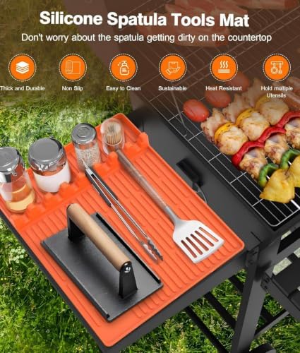 Silicone Grill Mat for Blackstone Griddle Accessories, 8-Slot Tool Mat