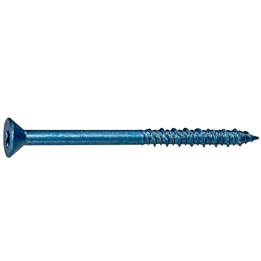 Blue Ruspert Coated Star Drive Flat Head Masonry Screws, 50 Pieces - 5/16" x 4" Self-Tapping Concrete Masonry Screws, Fasteners for Interior & Exterior Construction, Repair
