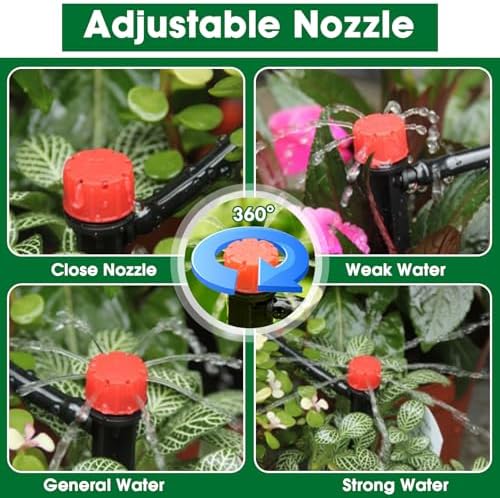 Drip Irrigation Kit, Drip Irrigation System for Garden with 1/4" Irrigation Tubing DIY Saving Water Automatic Watering System for Garden, Greenhouse, Flower Bed, Patio, Lawn