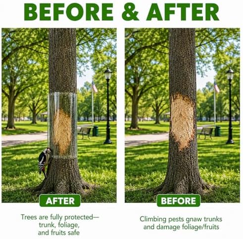 95" x 16" Thickened Clear PVC Tree Guard Wrap, Reusable Tree Trunk Protector with Strong Adhesive, Most Popular Size, Helps Deter Iguanas, Cats & Squirrels for Palm Trees and Outdoor Gardens