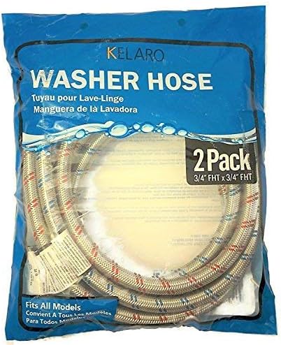 Premium Stainless Steel Washing Machine Hoses with 90 Degree Elbow, 6 Ft Burst Proof (2 Pack) Red and Blue Striped Water Connection Inlet Supply Lines