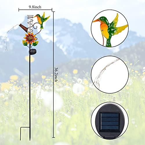 Stargarden Rain Gauge Outdoor-36 Inch Hummingbird Solar Rain Gauge