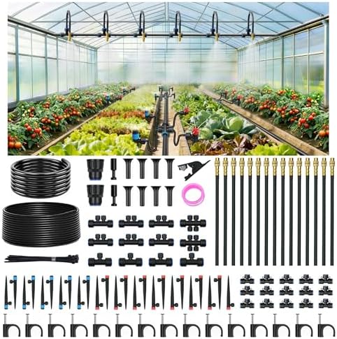 Drip Irrigation Kit for Garden, Automatic Watering System with Quick Connect Fittings, Adjustable Spray Nozzles, Water Saving Irrigation System for Yard, Greenhouse, Lawn & Potted Plants (140FT)