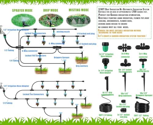 Leak-Proof Drip Irrigation Kit, Quick Connect Irrigation System Kit