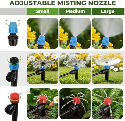 230FT Drip Irrigation System Kit, Quick Connect Garden Watering System, Complete Automatic Drip Irrigation Kit with 1/2" & 1/4" Tubing, Adjustable Emitters for Garden, Raised Beds & Greenhouse