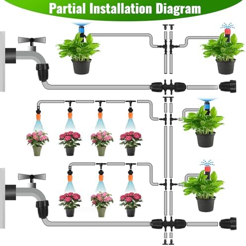 240FT Drip Irrigation System with with 1/2'' 1/4'' Tubing Hose