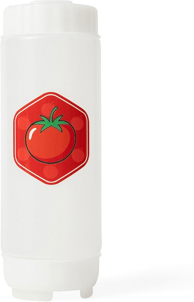 No‑Drip FIFO Tomato Sauce Bottle – 18oz BPA-Free Refillable Squeeze Dispenser with White Twist Cap for Ketchup, Marinara, Pizza Sauce, Pasta Sauce, and Mess-Free Pouring