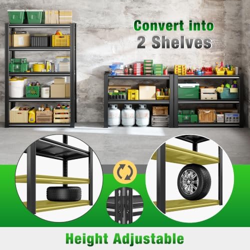 Raybee Storage Shelves Garage Shelving Heavy Duty,5-Tier Adjustable Garage Shelves,Metal Shelving for Garage,Basement, Warehouse,Pantry, 72" H x 31.5" W x 16.5" D，Black