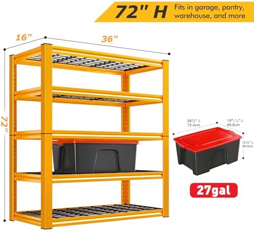 REIBII Garage Shelving 3200LBS Load Heavy Duty Storage Shelves for Basement