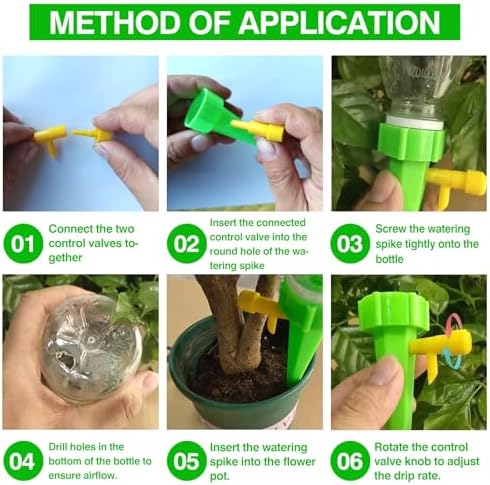20 Pack Self Watering Spikes Adjustable Valve Indoor Outdoor Plants