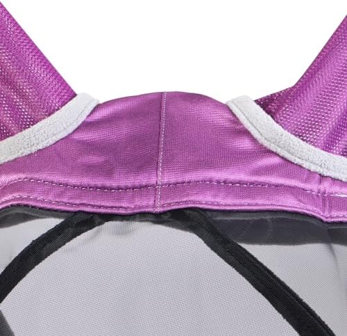Harrison Howard CareMaster Pro Luminous Horse Fly Mask Large Eye Space Long Nose with Ears UV Protection for Horse Dark Magenta XL Extra Full