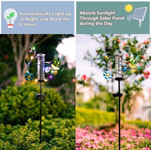 35'' Tall Hummingbird Rain Gauge Outdoor, Solar Rain Gauge