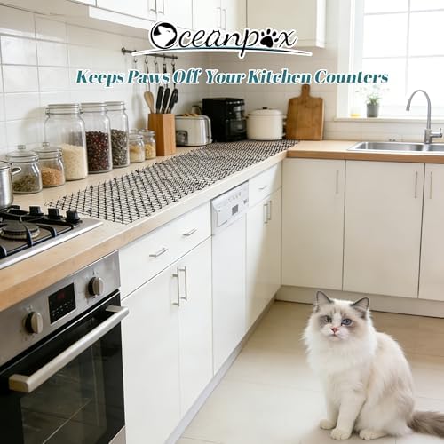 6.5ft Cat Scat Mat with Soft Spikes, Humane Indoor/Outdoor Cat Deterrent Mat for Garden, Countertops & Furniture, 78" x 11" Plastic Repellent Strip
