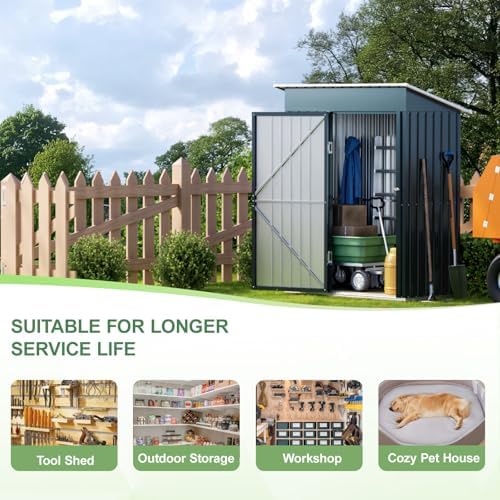 Breezz Vertical Outdoor Steel Storage Shed, 5 x 3 ft
