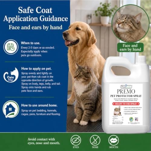 Premo Guard Pet Protector Spray, Kills Mites, Fleas, and Ticks Naturally