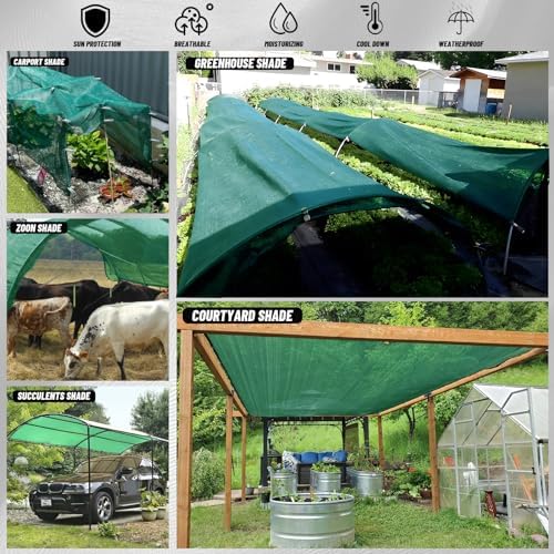 Cool Area Sun Shade Cloth with Grommets for Garden, 40% 20x48ft, Dark Green