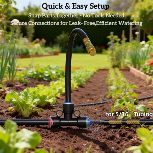 40FT Drip Irrigation Kit, 13 360° Copper Nozzles, Garden Watering System