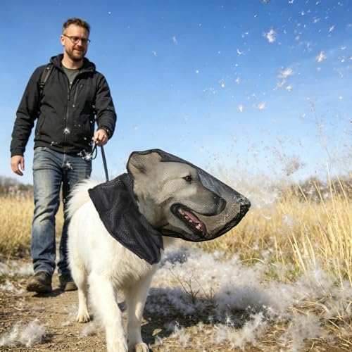 Foxtail Mask for Dogs, Field Net Guard Dog Foxtail Protection Hood for Dogs Prevent Foxtails Thorns Rocks Insects, Lightweight Adjustable Dog Face Guard for Hiking, Outdoor Adventures (XL)