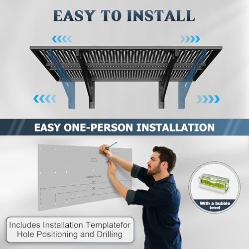 Jusgym 2 Pack Garage Shelving Wall Mounted, 2x3ft, 700LBS Integrated Grid