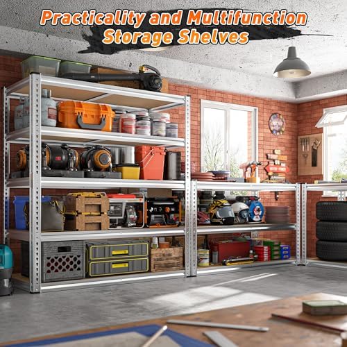REIBII 2500LBS Garage Shelving,40"W Rust-Proof Storage Shelves For Basement