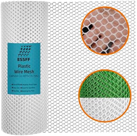 Pet & Garden Safeguard - 15.7IN x 32.8FT Roll - White Plastic Netting, Multi-Use Decorative Fencing for Poultry, Dogs, Rabbits,Chicken and Snake Barrier