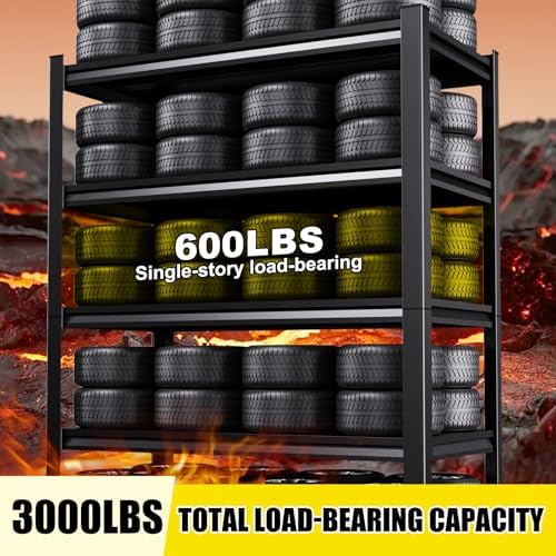 Set of 3 Garage Shelving - 2050 lbs 5 Tier Storage Shelves, Adjustable Heavy Duty Metal Shelving Unit and Storage Large Rack, Utility Steel Shelf for Warehouse Industrial Pantry Basement 71"x46"x20"