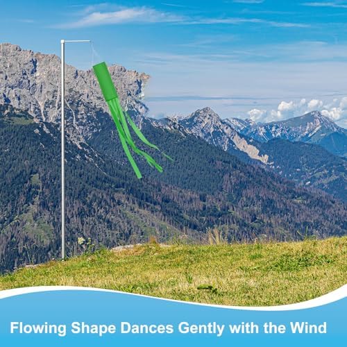 M METERXITY 1-Pack Windsock Flag, Colorful Wind Socks for Garden/Yard/Patio/Home Decor, Spring Summer Fall Winter Outdoor Hanging Decoration [59 in / 150cm, Green]