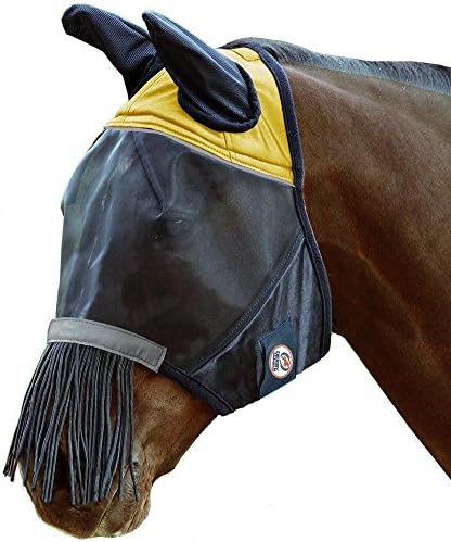 Derby Originals Reflective Safety Horse Fly Mask with Ears and Nose Cover Fringes