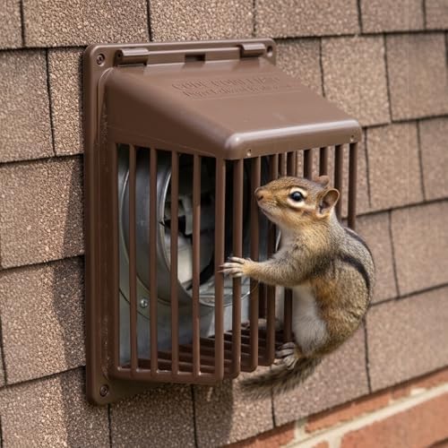 HY-Guard Exclusion® VentGuard™ - 8" Brown Code Compliant Plastic Dryer Exhaust Protection – Non-Lethal Wildlife Excluder by HY-C – Easy Installation – Keep Pests Out of Your Home, Condo or Apartment