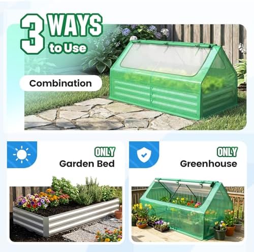 Quictent 6x3x1ft Galvanized Raised Garden Bed with Cover