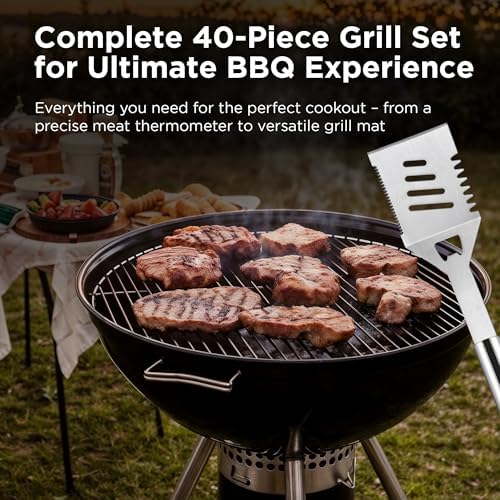 Kaluns BBQ Accessories, Complete Grill Set Dad Gifts for Fathers Day, 40 Pcs Premium Heavy Duty Stainless Steel Barbecue Grill Accessories for Outdoor Grill Gifts for Men