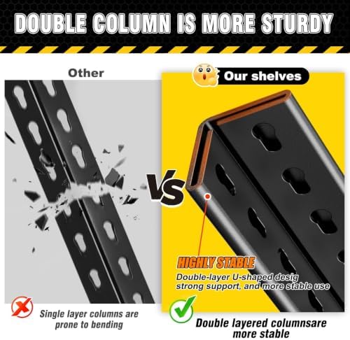 71.2"H-35.4"W Garage Shelving Heavy Duty Storage Shelves, Metal Adjustable Shelving Unit, Utility Garage Organizer Shelf for Basement, Pantry, Kitchen, Warehouse, 71.2"Hx35.4"Wx15.7"D, Black