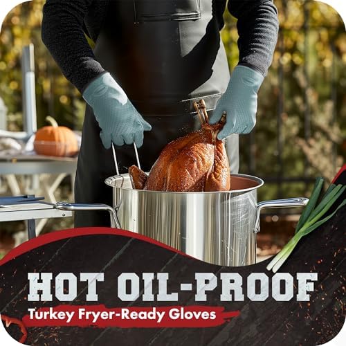 KITCHEN PERFECTION XL Silicone Smoker BBQ Gloves -Heat Resistant Oven Mitts